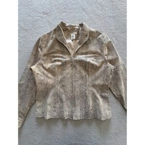 Unknown Snake Print Blazer Jacket Women's Leather Zip Front
